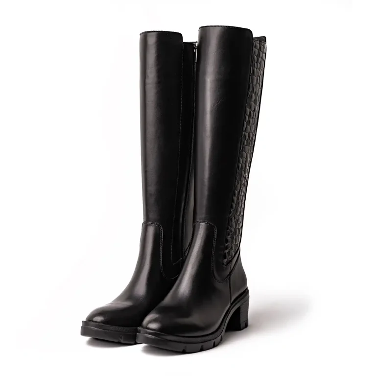 از کجا بفهمیم کفش چرم اصل است؟ راهنمای تخصصی برند چرم رجحان 26 Womens Leather Boots Code 5165Z Black Color Shot copy