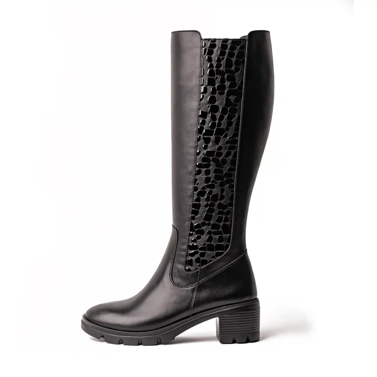 از کجا بفهمیم کفش چرم اصل است؟ راهنمای تخصصی برند چرم رجحان 27 Womens Leather Boots Code 5165Z Black Color Side Shot copy
