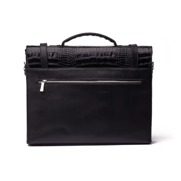 Mens Croco Leather Clutch Code 9290B Black Color back View copy