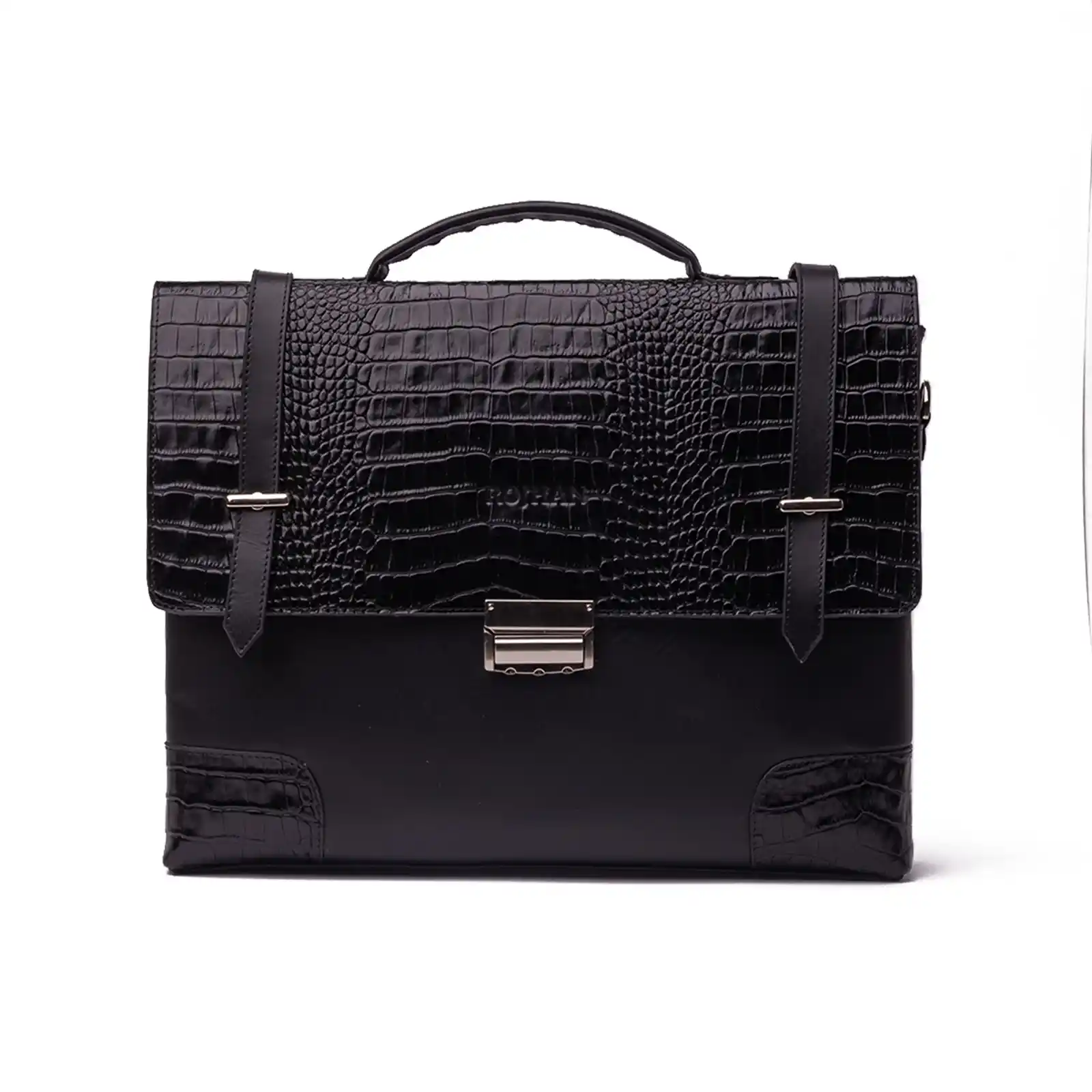 Mens-Croco-Leather-Clutch-Code-9290B-Black-Color-front-View copy کیف چرم اداری مردانه 9290B - Image 1